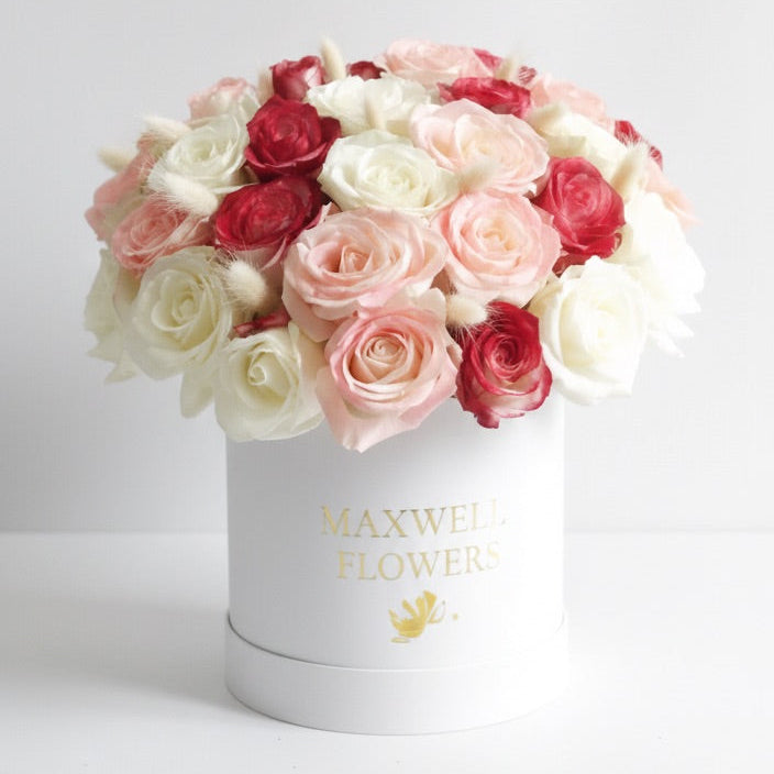 A Symphony of Love - Fresh Flowers 30 white roses rounded box
