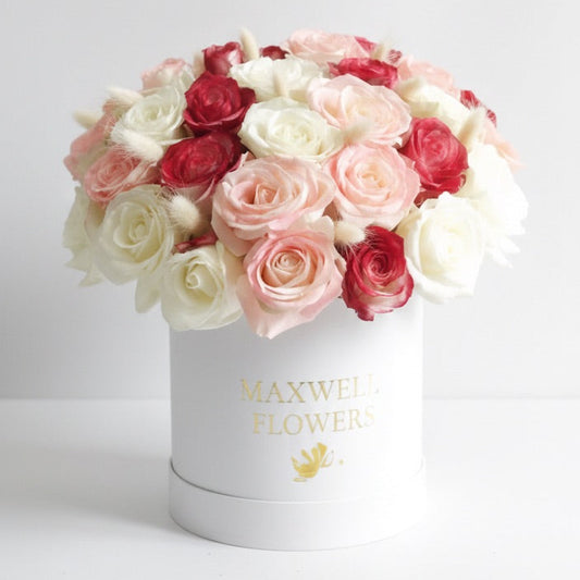 A Symphony of Love - Fresh Flowers 30 white roses rounded box