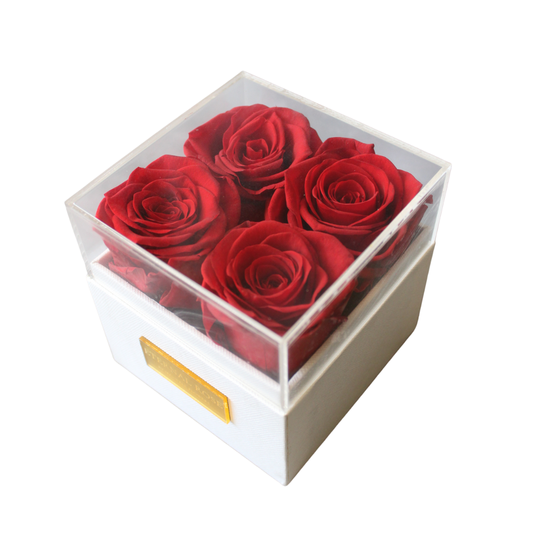 4 Red Roses Eternal flowers Box