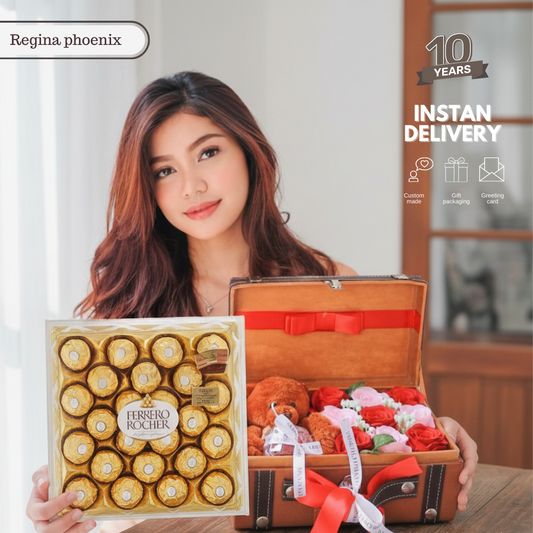 Treasure 9 roses + Ferrero rocher