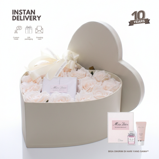 Rose love box cream with Miss dior blooming bouquet gift set
