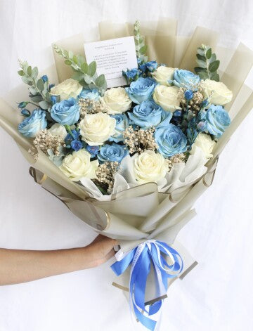 Bouquet Mix Roses Baby Roses Blue