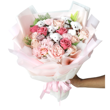 Bouquet bunga sabun + teddy bear